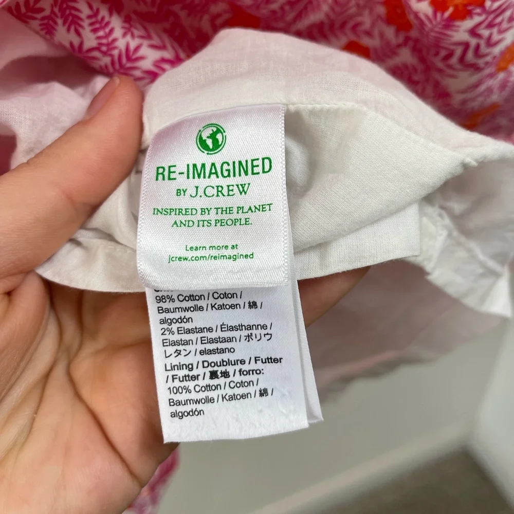 JCrew Floral Print Tiered Ruffle Sleeveless Pink Orange Cotton Dress Sz 0 - Picture 12 of 15